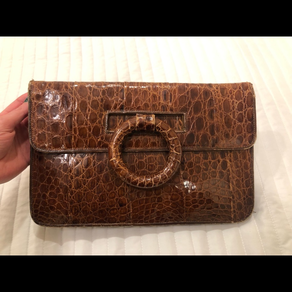 Vintage brown leather clutch
